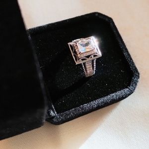 1.00 Carat Emerald Cut White Sapphire Ring 14kt White Gold Over 925 Silver